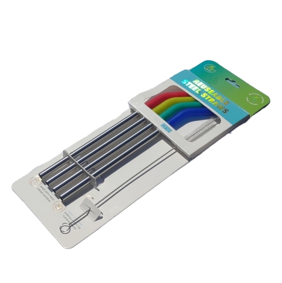 🆕🎁 Reusable steel straws with cleaner - Picture 1 of 9